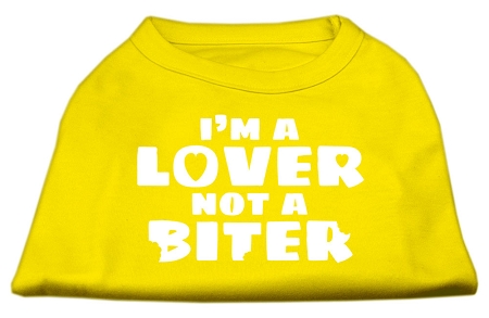 I'm a Lover not a Biter Screen Printed Dog Shirt Yellow XS